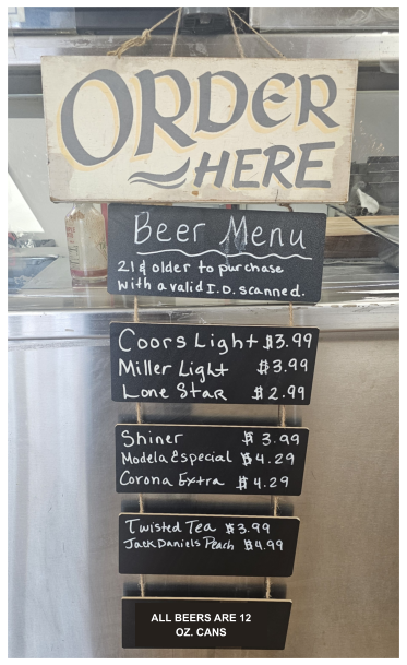 ALL BEERS ARE 12 OZ. CANS